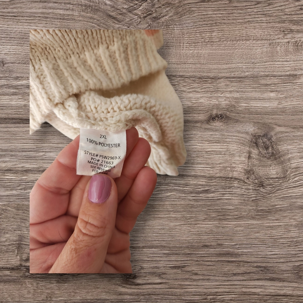 Striped Sleeve Beige Sweater - Picture 6 of 6